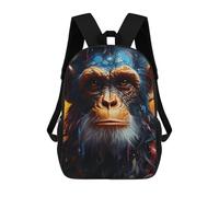 sinyumoney Sac À Dos Scolaire Pour Enfants Chimpanzee Portrait Vibrant Artwork Sac À Dos Scolaire Tendance Sac À Dos De Voyage Unisexe Tendance Sac À Dos 3D Cool 17inch