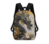 sinyumoney Sac À Dos Scolaire Pour Enfants Chinese Dragon Gold Ink Sac À Dos Tendance Pour Adolescents, Sac À Dos Décontracté Pour Garçons Et Filles, Sac D'école Imprimé En 3D 17inch