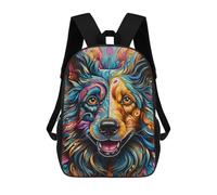 sinyumoney Sac À Dos Scolaire Pour Enfants Colorful Abstract Dog Art-10 Sac À Dos Scolaire Tendance Sac À Dos De Voyage Unisexe Tendance Sac À Dos 3D Cool 17inch