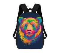 sinyumoney Sac À Dos Scolaire Pour Enfants Colorful Bear Illustration Sac À Dos Décontracté Pour Les Voyages, Imprimé En 3D, Pour Garçons Et Filles, Grande Capacité 17inch
