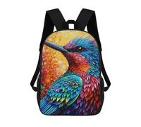 sinyumoney Sac À Dos Scolaire Pour Enfants Colorful Bird Artwork-5 Sac À Dos Scolaire Tendance Sac À Dos De Voyage Unisexe Tendance Sac À Dos 3D Cool 17inch