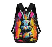 sinyumoney Sac À Dos Scolaire Pour Enfants Colorful Bunny Art Print Sac À Dos Scolaire Tendance Sac À Dos De Voyage Unisexe Tendance Sac À Dos 3D Cool 17inch
