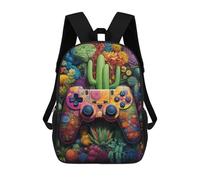 sinyumoney Sac À Dos Scolaire Pour Enfants Colorful Desert Cactus Controller Sac À Dos Scolaire Tendance Sac À Dos De Voyage Unisexe Tendance Sac À Dos 3D Cool 17inch