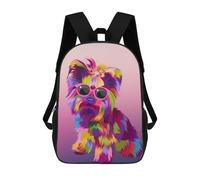 sinyumoney Sac À Dos Scolaire Pour Enfants Colorful Dog with Sunglasses Sac À Dos Décontracté Pour Les Voyages, Imprimé En 3D, Pour Garçons Et Filles, Grande Capacité 17inch