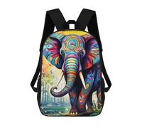 sinyumoney Sac À Dos Scolaire Pour Enfants Colorful Elephant Artwork-24 Sac À Dos Scolaire Tendance Sac À Dos De Voyage Unisexe Tendance Sac À Dos 3D Cool 17inch