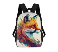 sinyumoney Sac À Dos Scolaire Pour Enfants Colorful Fox Illustration Sac À Dos Scolaire Tendance Sac À Dos De Voyage Unisexe Tendance Sac À Dos 3D Cool 17inch