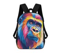 sinyumoney Sac À Dos Scolaire Pour Enfants Colorful Gorilla Portrait Sac À Dos Scolaire Pour Enfants, Style Décontracté Et Tendance, Imprimé En 3D, Amusant Et Original 17inch