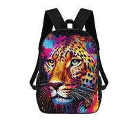 sinyumoney Sac À Dos Scolaire Pour Enfants Colorful Leopard Portrait-26 Sac À Dos Scolaire Tendance Sac À Dos De Voyage Unisexe Tendance Sac À Dos 3D Cool 17inch