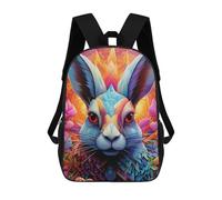 sinyumoney Sac À Dos Scolaire Pour Enfants Colorful Rabbit Portrait Sac À Dos Scolaire Tendance Sac À Dos De Voyage Unisexe Tendance Sac À Dos 3D Cool 17inch