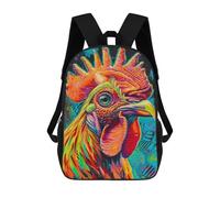 sinyumoney Sac À Dos Scolaire Pour Enfants Colorful Rooster Portrait Sac À Dos Scolaire Pour Enfants, Style Décontracté Et Tendance, Imprimé En 3D, Amusant Et Original 17inch