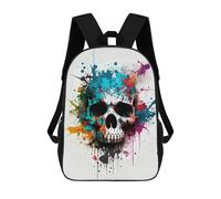 sinyumoney Sac À Dos Scolaire Pour Enfants Colorful Skull Art Print-1 Sac À Dos Décontracté Pour Les Voyages, Imprimé En 3D, Pour Garçons Et Filles, Grande Capacité 17inch