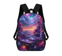 sinyumoney Sac À Dos Scolaire Pour Enfants Cosmic Turntable Vinyl Record Player Sac À Dos Scolaire Tendance Sac À Dos De Voyage Unisexe Tendance Sac À Dos 3D Cool 17inch