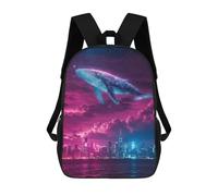 sinyumoney Sac À Dos Scolaire Pour Enfants Cosmic Whale Over Cityscape Sac À Dos Décontracté Pour Les Voyages, Imprimé En 3D, Pour Garçons Et Filles, Grande Capacité 17inch