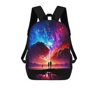 sinyumoney Sac À Dos Scolaire Pour Enfants Couple Galaxy Landscape Sac À Dos Tendance Pour Adolescents, Sac À Dos Décontracté Pour Garçons Et Filles, Sac D'école Imprimé En 3D 17inch