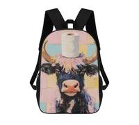 sinyumoney Sac À Dos Scolaire Pour Enfants Cow with Toilet Paper Hat Sac À Dos Décontracté Pour Les Voyages, Imprimé En 3D, Pour Garçons Et Filles, Grande Capacité 17inch
