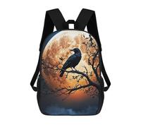 sinyumoney Sac À Dos Scolaire Pour Enfants Crow Gazes at The Moon Sac À Dos Scolaire Pour Enfants, Style Décontracté Et Tendance, Imprimé En 3D, Amusant Et Original 17inch