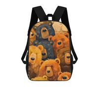 sinyumoney Sac À Dos Scolaire Pour Enfants Cute Bear Faces Sac À Dos Scolaire Pour Enfants, Style Décontracté Et Tendance, Imprimé En 3D, Amusant Et Original 17inch