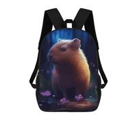 sinyumoney Sac À Dos Scolaire Pour Enfants Cute Capybara in Moonlight Sac À Dos Décontracté Pour Les Voyages, Imprimé En 3D, Pour Garçons Et Filles, Grande Capacité 17inch