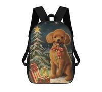 sinyumoney Sac À Dos Scolaire Pour Enfants Cute Vintage Poodle Xmas Sac À Dos Décontracté Pour Les Voyages, Imprimé En 3D, Pour Garçons Et Filles, Grande Capacité 17inch
