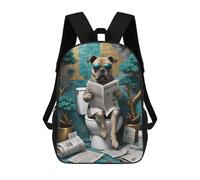sinyumoney Sac À Dos Scolaire Pour Enfants Dog in The Toilet Sac À Dos Décontracté Pour Les Voyages, Imprimé En 3D, Pour Garçons Et Filles, Grande Capacité 17inch