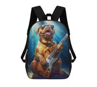 sinyumoney Sac À Dos Scolaire Pour Enfants Dog Playing Guitar on Stage Sac À Dos Scolaire Tendance Sac À Dos De Voyage Unisexe Tendance Sac À Dos 3D Cool 17inch