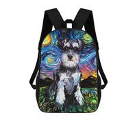 sinyumoney Sac À Dos Scolaire Pour Enfants Dog Starry Night Schnauzer Sac À Dos Tendance Pour Adolescents, Sac À Dos Décontracté Pour Garçons Et Filles, Sac D'école Imprimé En 3D 17inch