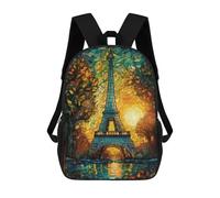 sinyumoney Sac À Dos Scolaire Pour Enfants Eiffel Tower Abstract 1 Sac À Dos Décontracté Pour Les Voyages, Imprimé En 3D, Pour Garçons Et Filles, Grande Capacité 17inch