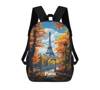 sinyumoney Sac À Dos Scolaire Pour Enfants Eiffel Tower Autumn View Sac À Dos Décontracté Pour Les Voyages, Imprimé En 3D, Pour Garçons Et Filles, Grande Capacité 17inch