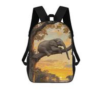 sinyumoney Sac À Dos Scolaire Pour Enfants Elephant in Tree at Sunset Sac À Dos Décontracté Pour Les Voyages, Imprimé En 3D, Pour Garçons Et Filles, Grande Capacité 17inch