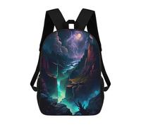 sinyumoney Sac À Dos Scolaire Pour Enfants Enchanted Canyon Moonlit Scene Sac À Dos Décontracté Pour Les Voyages, Imprimé En 3D, Pour Garçons Et Filles, Grande Capacité 17inch