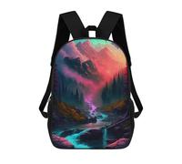sinyumoney Sac À Dos Scolaire Pour Enfants Enchanted Mountain Stream Sac À Dos Décontracté Pour Les Voyages, Imprimé En 3D, Pour Garçons Et Filles, Grande Capacité 17inch