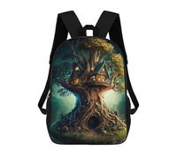 sinyumoney Sac À Dos Scolaire Pour Enfants Enchanted Treehouse Sac À Dos Scolaire Tendance Sac À Dos De Voyage Unisexe Tendance Sac À Dos 3D Cool 17inch