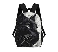 sinyumoney Sac À Dos Scolaire Pour Enfants Face Black Cat Sac À Dos Scolaire Tendance Sac À Dos De Voyage Unisexe Tendance Sac À Dos 3D Cool 17inch