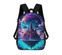 sinyumoney Sac À Dos Scolaire Pour Enfants Fantasy Castle in Space -2 Sac À Dos Scolaire Tendance Sac À Dos De Voyage Unisexe Tendance Sac À Dos 3D Cool 17inch