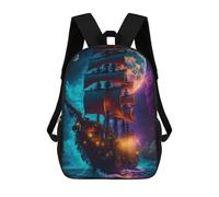 sinyumoney Sac À Dos Scolaire Pour Enfants Fantasy Sailing Ship -6 Sac À Dos Scolaire Tendance Sac À Dos De Voyage Unisexe Tendance Sac À Dos 3D Cool 17inch