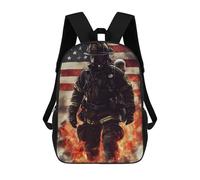 sinyumoney Sac À Dos Scolaire Pour Enfants Firefighter in Flames Sac À Dos Décontracté Pour Les Voyages, Imprimé En 3D, Pour Garçons Et Filles, Grande Capacité 17inch