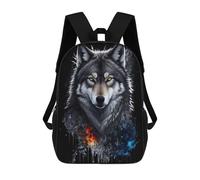 sinyumoney Sac À Dos Scolaire Pour Enfants Flame And Ice Wolf Artwork Sac À Dos Décontracté Pour Les Voyages, Imprimé En 3D, Pour Garçons Et Filles, Grande Capacité 17inch