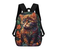 sinyumoney Sac À Dos Scolaire Pour Enfants Floral Whimsy A Cat's Tale Sac À Dos Scolaire Tendance Sac À Dos De Voyage Unisexe Tendance Sac À Dos 3D Cool 17inch