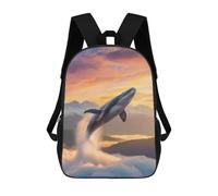 sinyumoney Sac À Dos Scolaire Pour Enfants Flying Whale Sac À Dos Décontracté Pour Les Voyages, Imprimé En 3D, Pour Garçons Et Filles, Grande Capacité 17inch