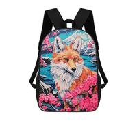 sinyumoney Sac À Dos Scolaire Pour Enfants Fox Cherry Blossoms Animal Sac À Dos Scolaire Pour Enfants, Style Décontracté Et Tendance, Imprimé En 3D, Amusant Et Original 17inch