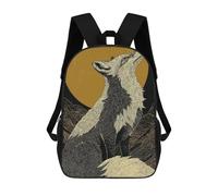sinyumoney Sac À Dos Scolaire Pour Enfants Fox Howling at The Moon Illustration Sac À Dos Scolaire Pour Enfants, Style Décontracté Et Tendance, Imprimé En 3D, Amusant Et Original 17inch