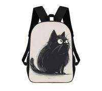 sinyumoney Sac À Dos Scolaire Pour Enfants Funny Black Cat Art Sac À Dos Décontracté Pour Les Voyages, Imprimé En 3D, Pour Garçons Et Filles, Grande Capacité 17inch
