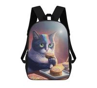 sinyumoney Sac À Dos Scolaire Pour Enfants Funny Cat Eating Cookies Sac À Dos Décontracté Pour Les Voyages, Imprimé En 3D, Pour Garçons Et Filles, Grande Capacité 17inch