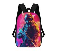 sinyumoney Sac À Dos Scolaire Pour Enfants Future Soldier in Neon Lights Sac À Dos Scolaire Tendance Sac À Dos De Voyage Unisexe Tendance Sac À Dos 3D Cool 17inch