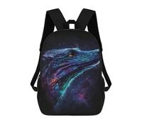 sinyumoney Sac À Dos Scolaire Pour Enfants Galactic Lizard Head Art Print Sac À Dos Scolaire Tendance Sac À Dos De Voyage Unisexe Tendance Sac À Dos 3D Cool 17inch