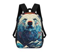 sinyumoney Sac À Dos Scolaire Pour Enfants Geometric Polar Bear Majesty Sac À Dos Scolaire Tendance Sac À Dos De Voyage Unisexe Tendance Sac À Dos 3D Cool 17inch