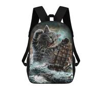 sinyumoney Sac À Dos Scolaire Pour Enfants Giant Cat Sinking Ship Sac À Dos Scolaire Tendance Sac À Dos De Voyage Unisexe Tendance Sac À Dos 3D Cool 17inch