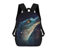 sinyumoney Sac À Dos Scolaire Pour Enfants Glowing Crocodile in Space Sac À Dos Scolaire Tendance Sac À Dos De Voyage Unisexe Tendance Sac À Dos 3D Cool 17inch