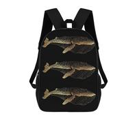 sinyumoney Sac À Dos Scolaire Pour Enfants Gold Whale 20 Sac À Dos Scolaire Pour Enfants, Style Décontracté Et Tendance, Imprimé En 3D, Amusant Et Original 17inch