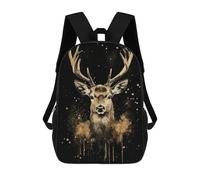sinyumoney Sac À Dos Scolaire Pour Enfants Golden Deer Watercolor Sac À Dos Scolaire Pour Enfants, Style Décontracté Et Tendance, Imprimé En 3D, Amusant Et Original 17inch